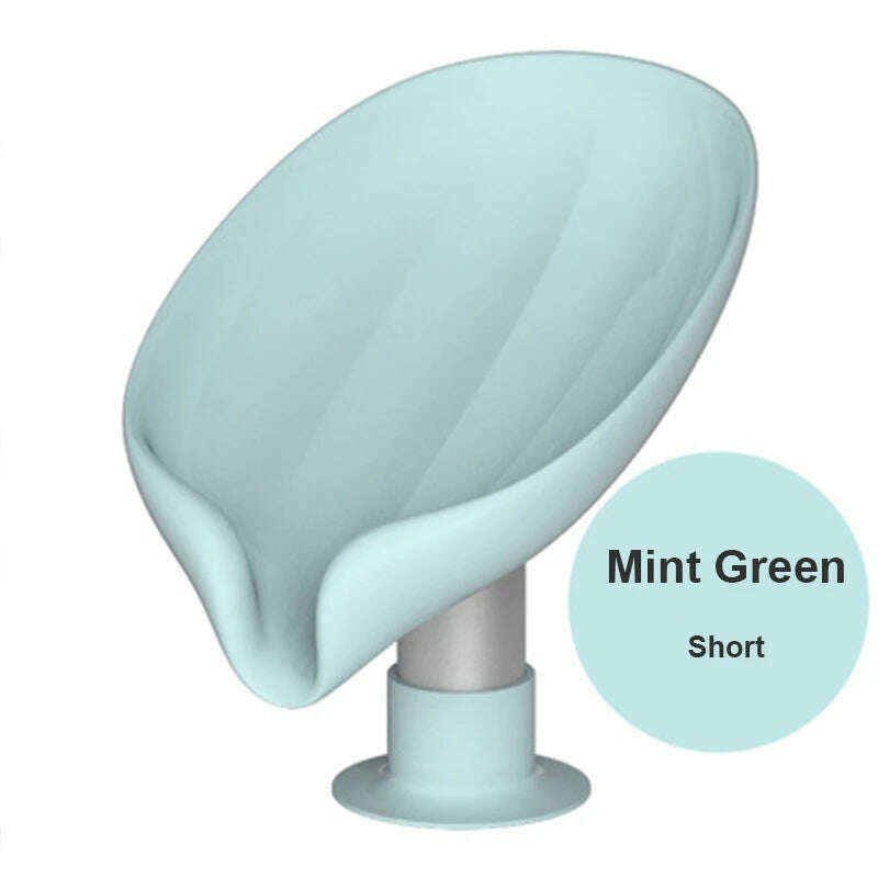 Suction Cup Soap Dish Box For Bathroom Shower Soap Holder with Drain Portable Leaf Shape Toilet Laundry Soap Rack Tray For Basin - KIMLUD