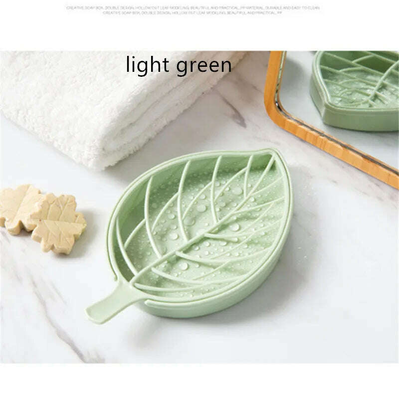 Suction Cup Soap Dish Box For Bathroom Shower Soap Holder with Drain Portable Leaf Shape Toilet Laundry Soap Rack Tray For Basin - KIMLUD