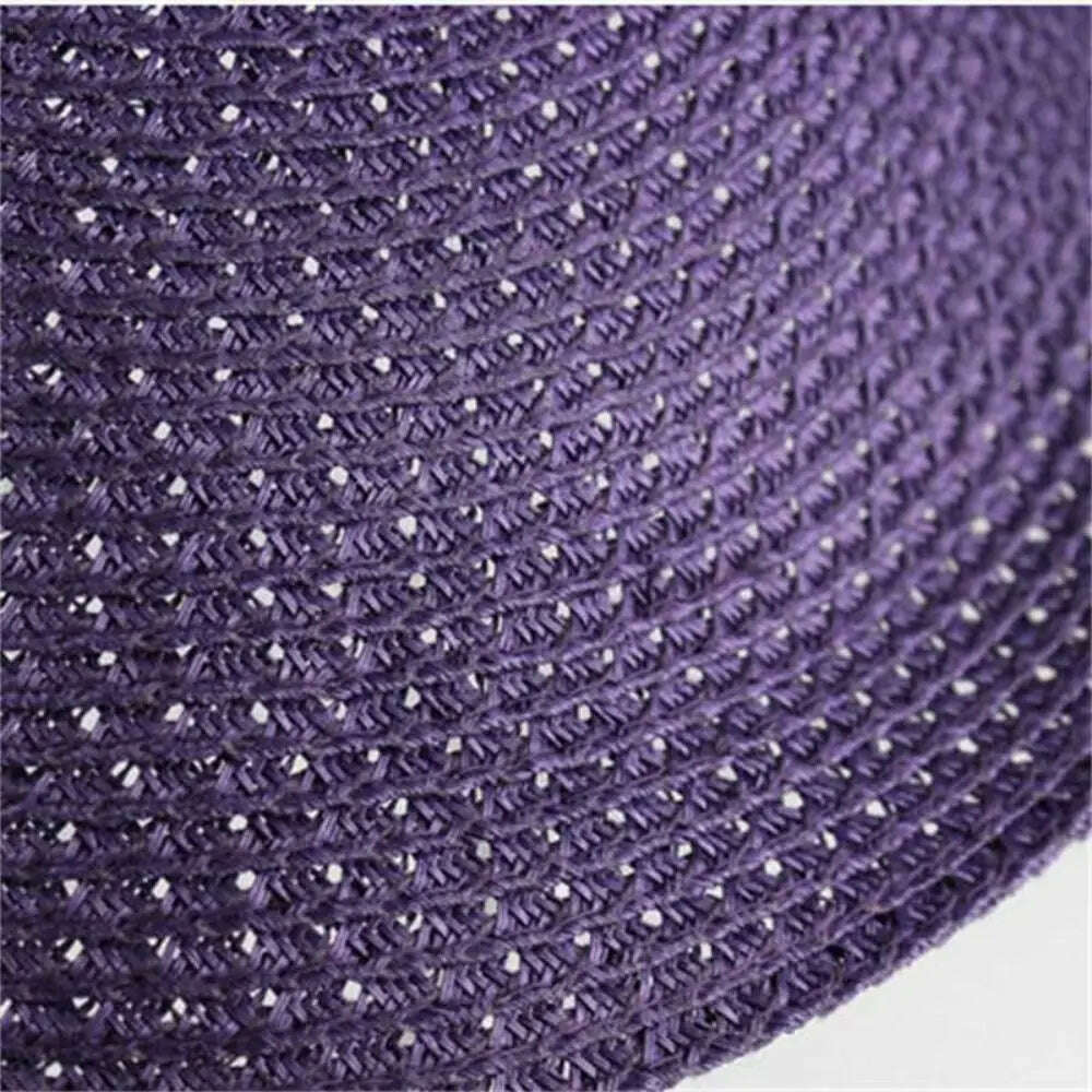 KIMLUD, Summer Bow Ribbon Sun Hat Panama Women's Cap Bonnet Beach Straw Hats, KIMLUD Womens Clothes