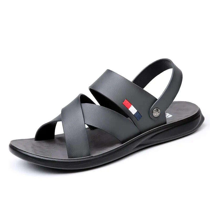 KIMLUD, Summer Brand Men's Sandals Fashion designer sandals Beach Leather Sandals mens High Quality Outdoor Casual Shoes big size:38-48, Dark Grey / 40, KIMLUD APPAREL - Womens Clothes