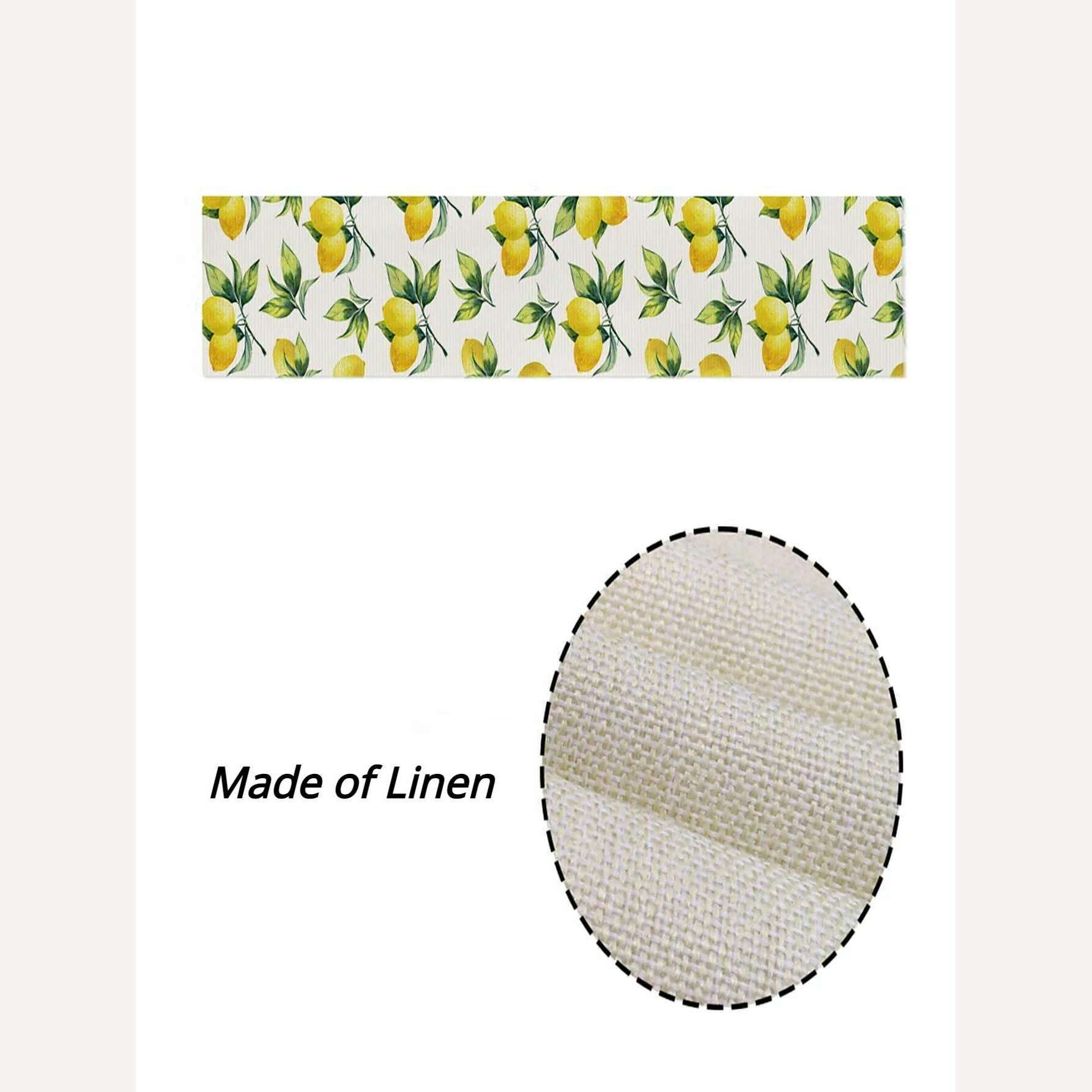 KIMLUD, Summer Freshness Lemon Pattern Table Runner Linen Home Decoration Tablecover for Dining Room Wedding Holiday Party Tablecloth, KIMLUD Womens Clothes