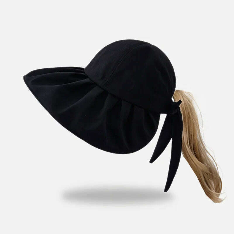 KIMLUD, Summer Hats For Women Foldable Sun Hat Visor Suncreen Wide Large Brim Beach Cap Female Outdoor Casual Baseball Hiking Caps, Black / one size, KIMLUD APPAREL - Womens Clothes