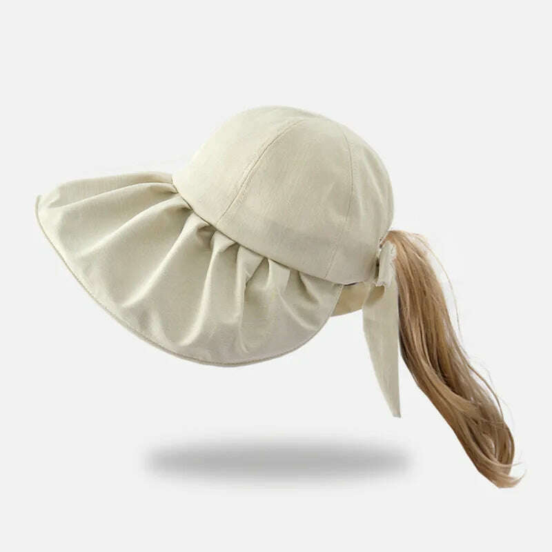 KIMLUD, Summer Hats For Women Foldable Sun Hat Visor Suncreen Wide Large Brim Beach Cap Female Outdoor Casual Baseball Hiking Caps, Beige / one size, KIMLUD APPAREL - Womens Clothes