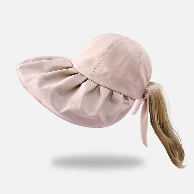 KIMLUD, Summer Hats For Women Foldable Sun Hat Visor Suncreen Wide Large Brim Beach Cap Female Outdoor Casual Baseball Hiking Caps, Pink / one size, KIMLUD APPAREL - Womens Clothes