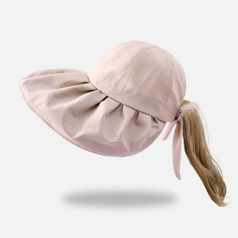 KIMLUD, Summer Hats For Women Foldable Sun Hat Visor Suncreen Wide Large Brim Beach Cap Female Outdoor Casual Baseball Hiking Caps, Pink / one size, KIMLUD Womens Clothes