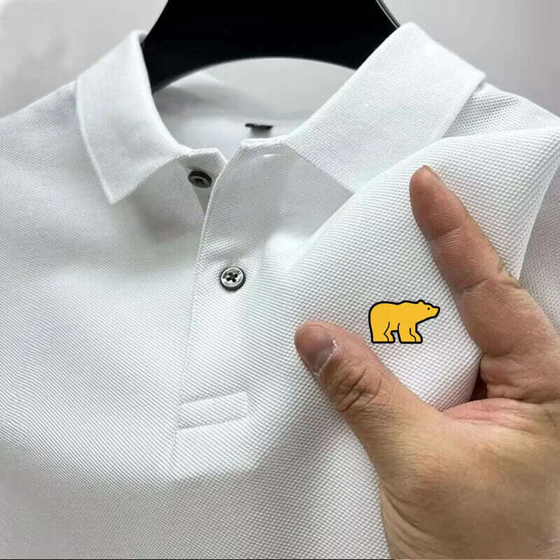 KIMLUD, Summer Men's Casual Short-Sleeved Polo Shirt Office Fashion Lapel Collar T-Shirt Men's Breathable Polo Shirt Men's Clothing, white / S, KIMLUD APPAREL - Womens Clothes