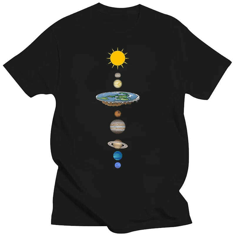 KIMLUD, Summer Men's T-shirt Pure Cotton Planet Print Men's Summer Cool Breathable Casual O Collar Loose T-shirt, Black / L, KIMLUD APPAREL - Womens Clothes