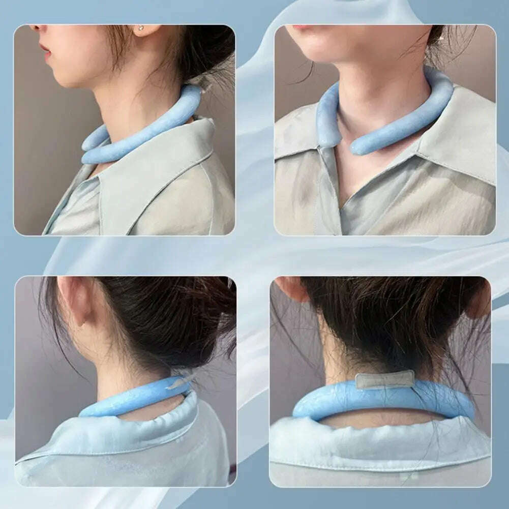 Summer Neck Cooling Tube Ice Ring Neck Cooler Outdoor Sports Heatstroke Prevention Neck Wrap Hands Free Cold Gel Ice Pack - KIMLUD
