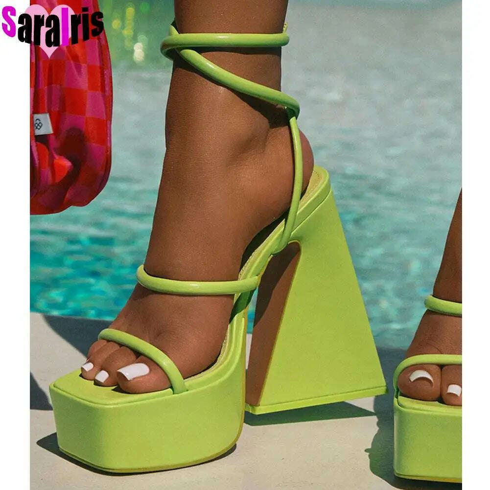 KIMLUD, Summer New 2023 Sexy Party Sandals Women Bling Crystal Prom Cool Platform High Heels Shoes For Woman Buckle Banquet Sandals Lady, KIMLUD Womens Clothes