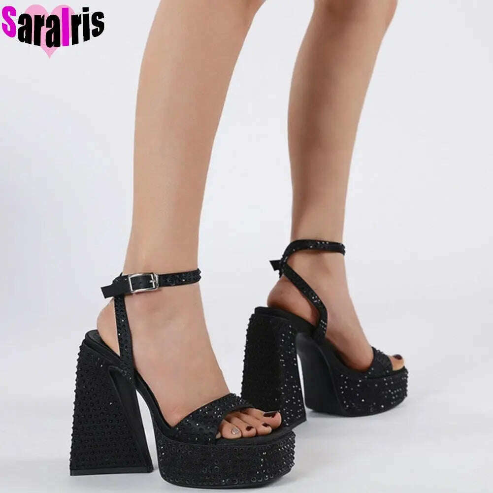 KIMLUD, Summer New 2023 Sexy Party Sandals Women Bling Crystal Prom Cool Platform High Heels Shoes For Woman Buckle Banquet Sandals Lady, KIMLUD Womens Clothes