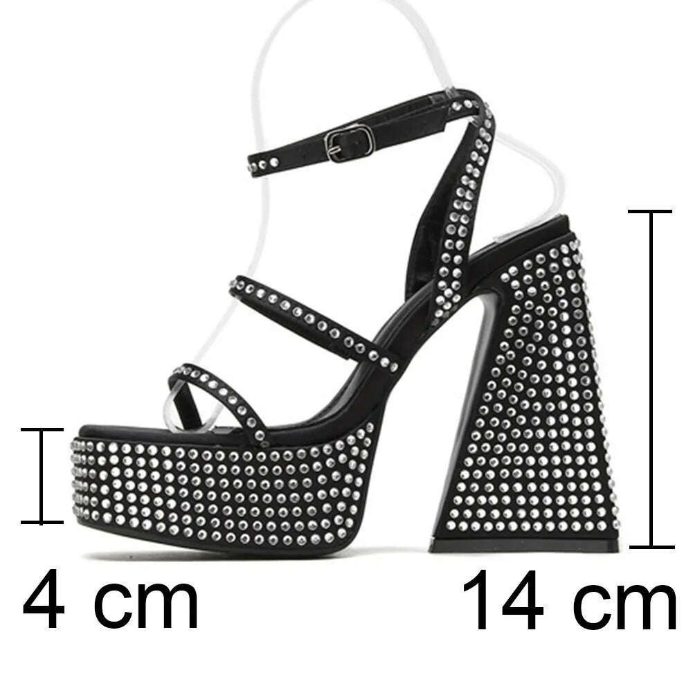 KIMLUD, Summer New 2023 Sexy Party Sandals Women Bling Crystal Prom Cool Platform High Heels Shoes For Woman Buckle Banquet Sandals Lady, KIMLUD Womens Clothes