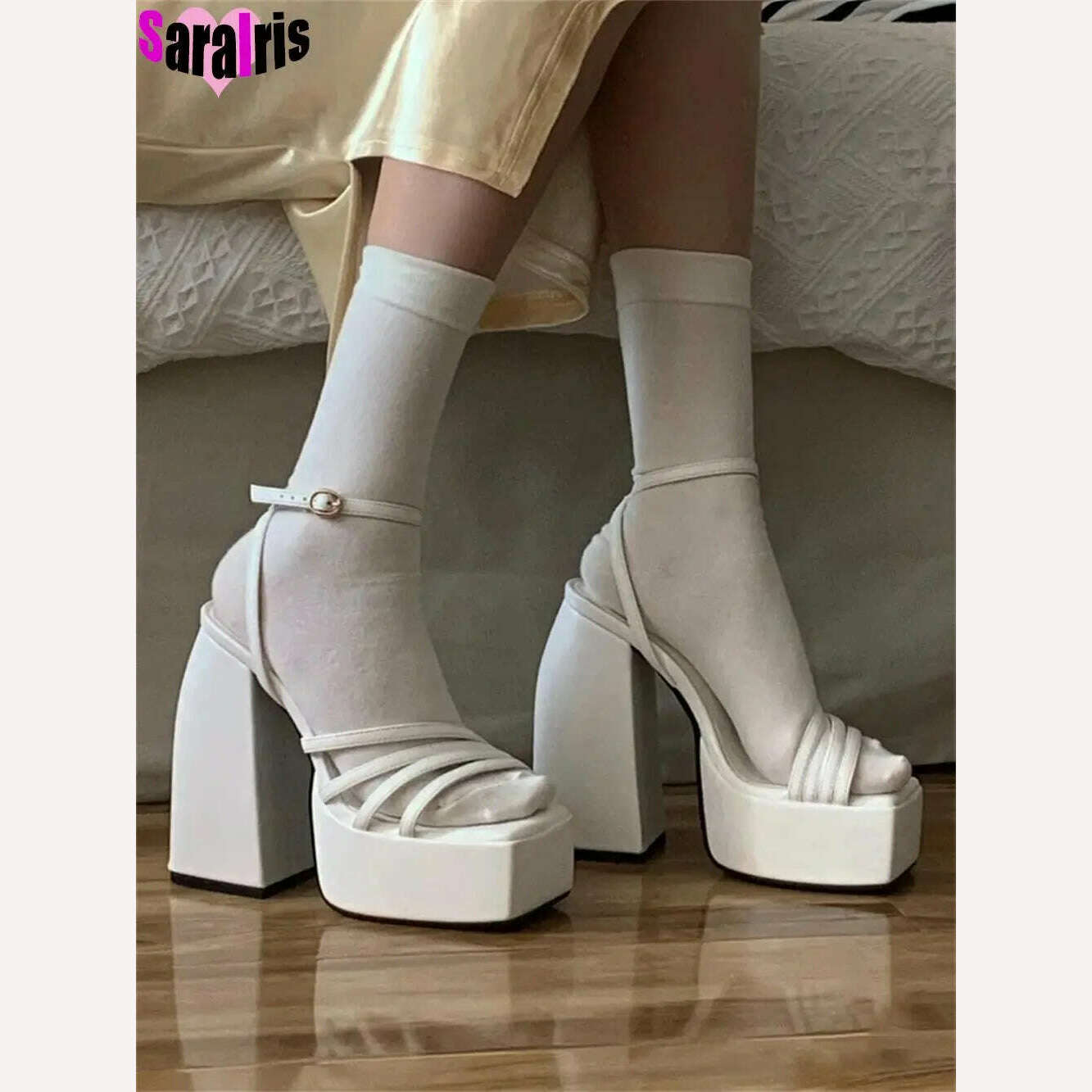 KIMLUD, Summer New 2023 Sexy Party Sandals Women Bling Crystal Prom Cool Platform High Heels Shoes For Woman Buckle Banquet Sandals Lady, KIMLUD Womens Clothes