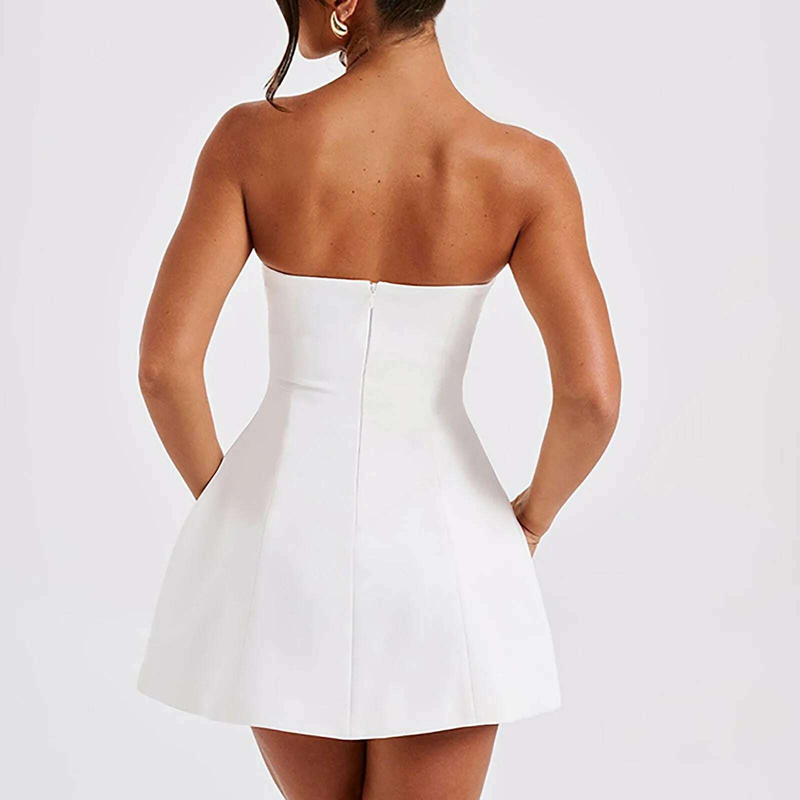 Summer Off The Shoulder Party Dress Solid Color High Waist Dresses Fashion Women'S Sexy Backless Evening Cocktail Prom Dress - KIMLUD