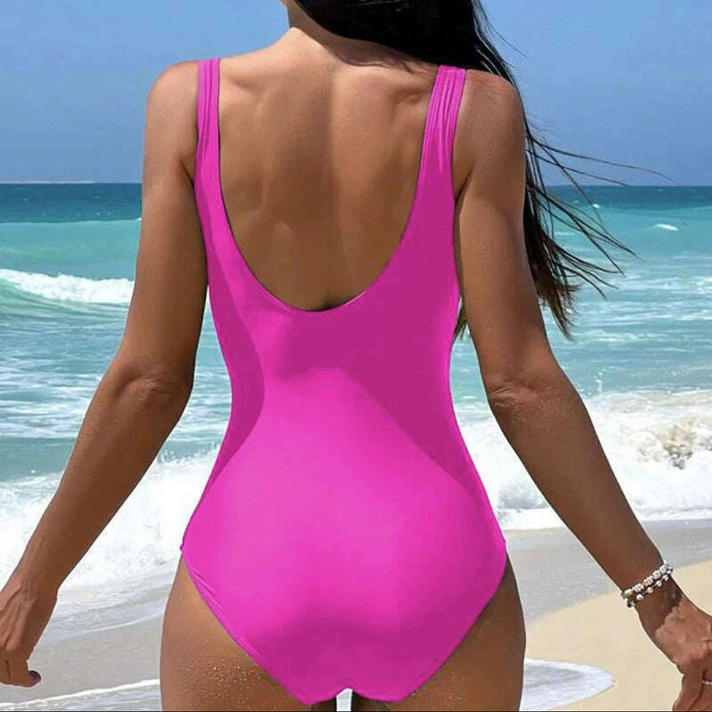 KIMLUD, Summer One Piece Swimsuit Sexy Women Push Up Patchwork Swimsuits Female Backless Bathing Suits Beachwear, KIMLUD Womens Clothes