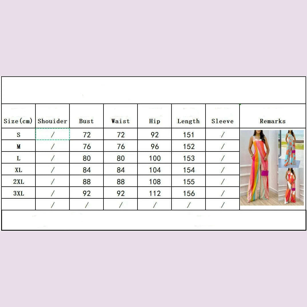 Summer Print Elegnat Women's Jumpsuits Fashion Spaghetti Strap Loose Boho Wide Leg Playsuit Casual Female Wide Leg Jumpsuit - KIMLUD
