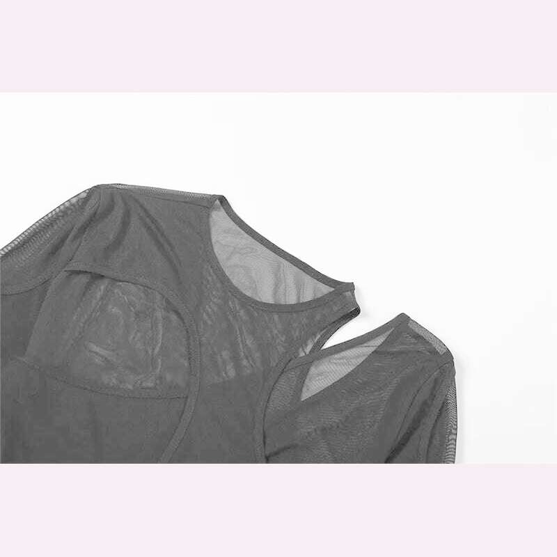 Summer Solid Color Bodysuit See-Through Sexy Hollow Design Women Top Jumpsuits Slim Fit For High Street Clubwear Female - KIMLUD