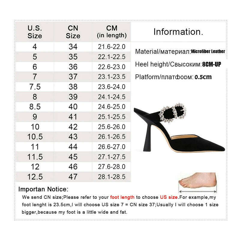 KIMLUD, Summer Stiletto Sandals Women High Heels Rhinestone Buckle Pointed Toe Shoes Women High-Heeled Slippers sandalias de las mujeres, KIMLUD Womens Clothes