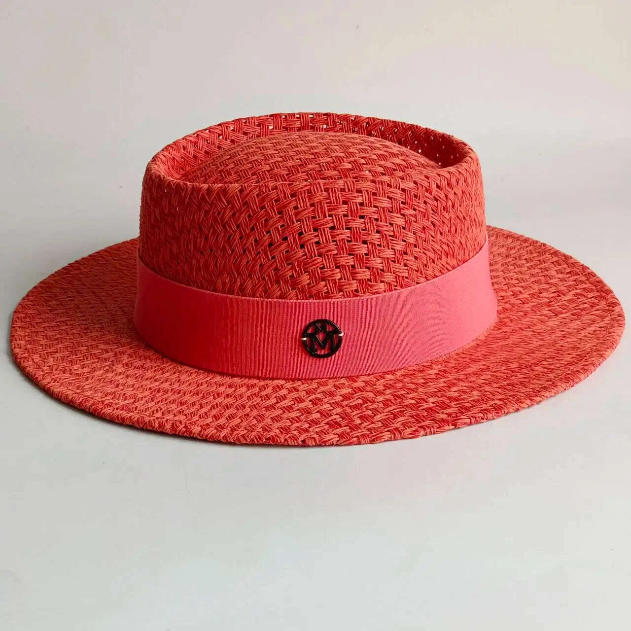 Summer straw hat French elegant seaside travel sun hat bow ribbon flat top large brim straw hat hats for women