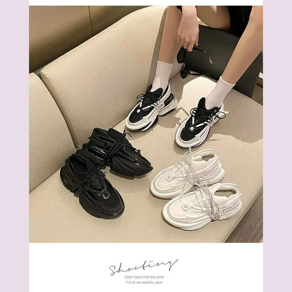 KIMLUD, Summer Women's Shoes White Shoes On Platform Ladies Woman Vulcanize Casual Breathable Sneaker Black Chunky Sneakers Spring, KIMLUD Womens Clothes