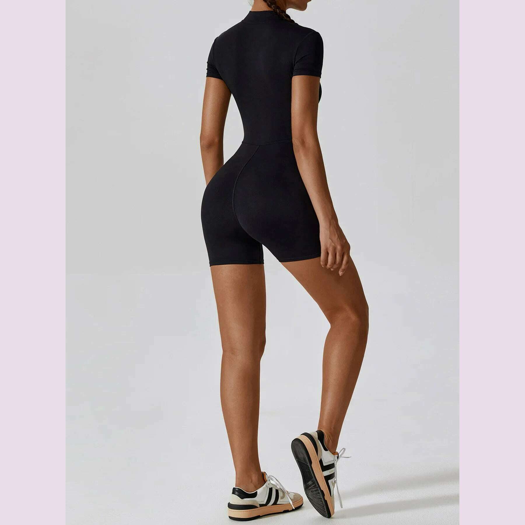 Summer Zipper Workout Jumpsuit Sports Overalls Women Gym Clothing Running Fitness Suits Gym Tracksuit Short Sportswear Yoga Set - KIMLUD