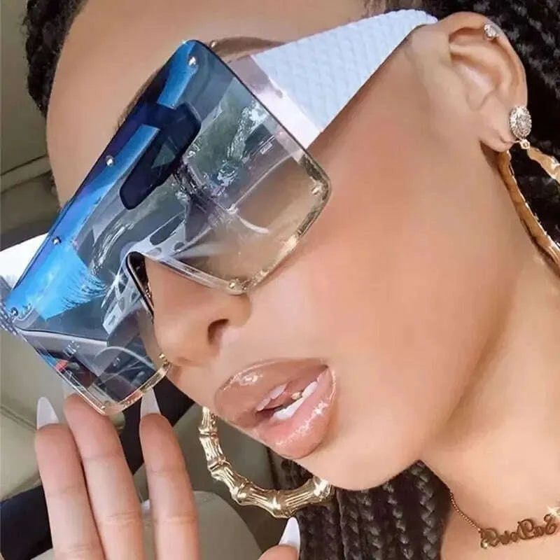 Sunglasses Large Frame Stainless Steel Black | KIMLUD