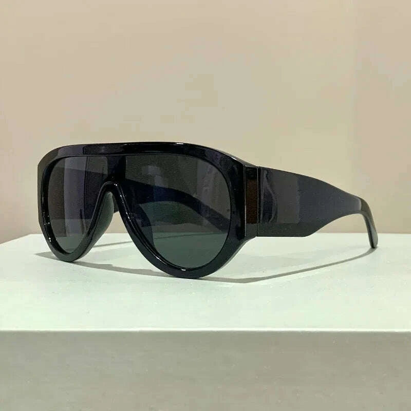 Sunglasses Oversized Gradient Plastic Frame Black | KIMLUD