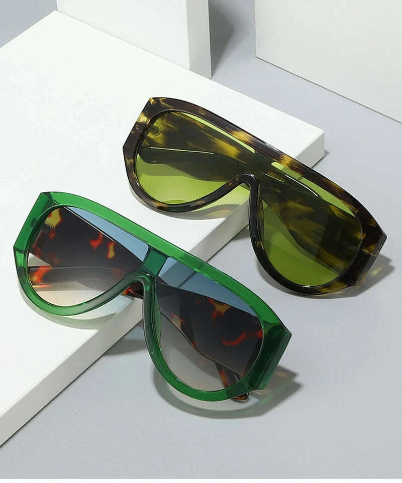 Sunglasses Oversized Pilot Polycarbonate - Red Green | KIMLUD