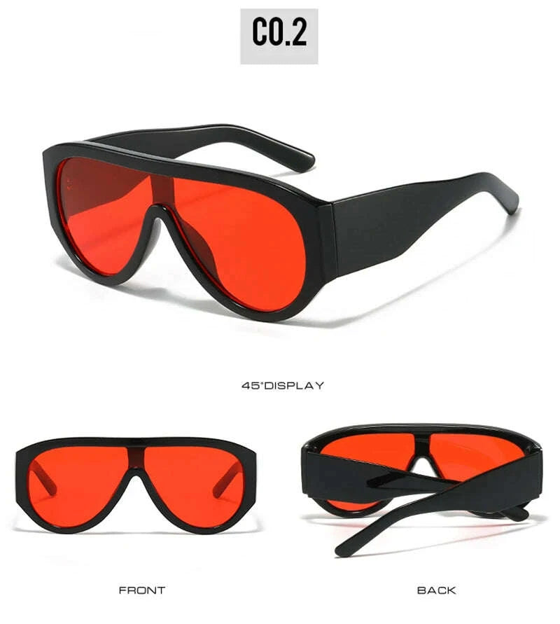 Sunglasses Oversized Pilot Polycarbonate - Red Green | KIMLUD