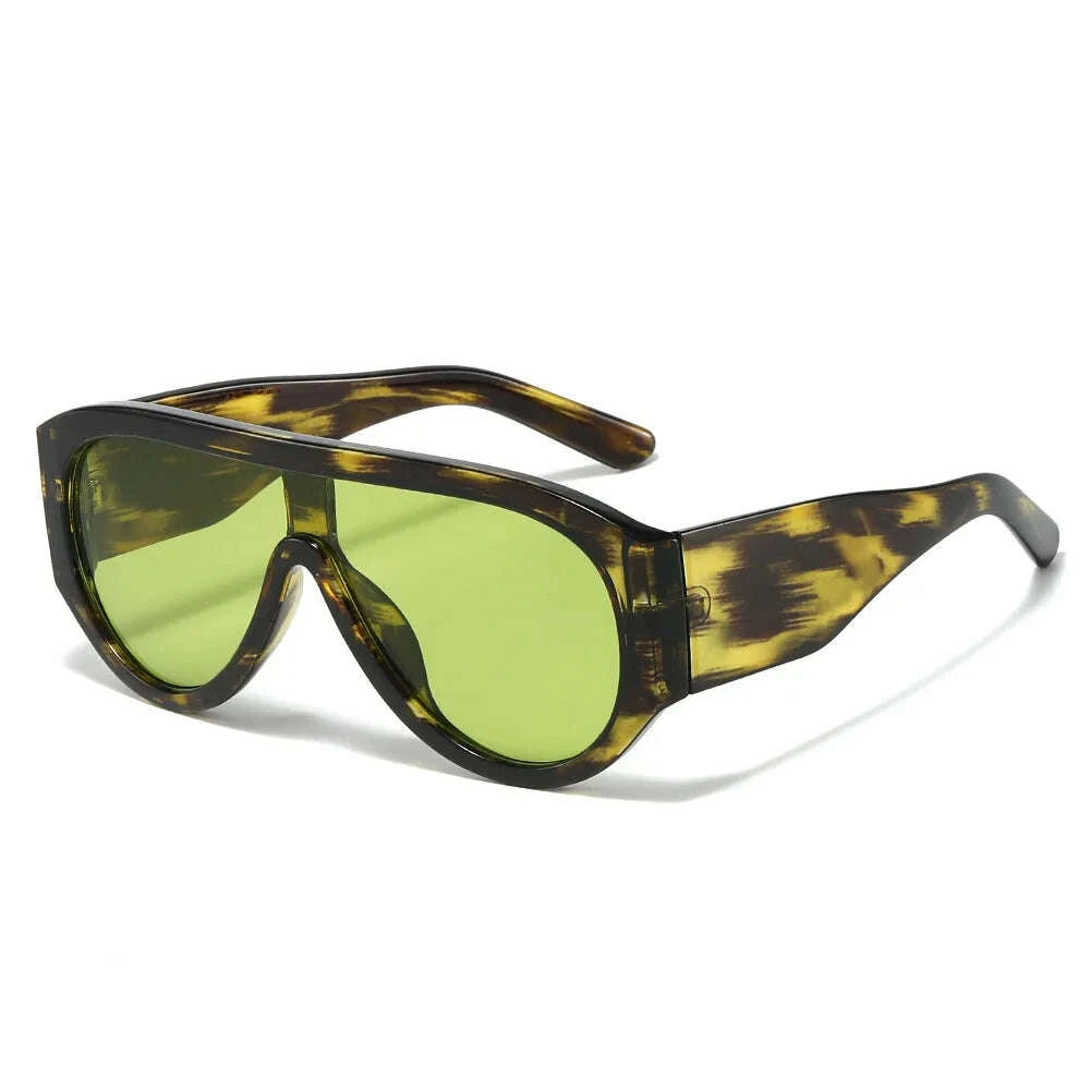 Sunglasses Retro Big Frame Oval Plastic Leopard Print | KIMLUD