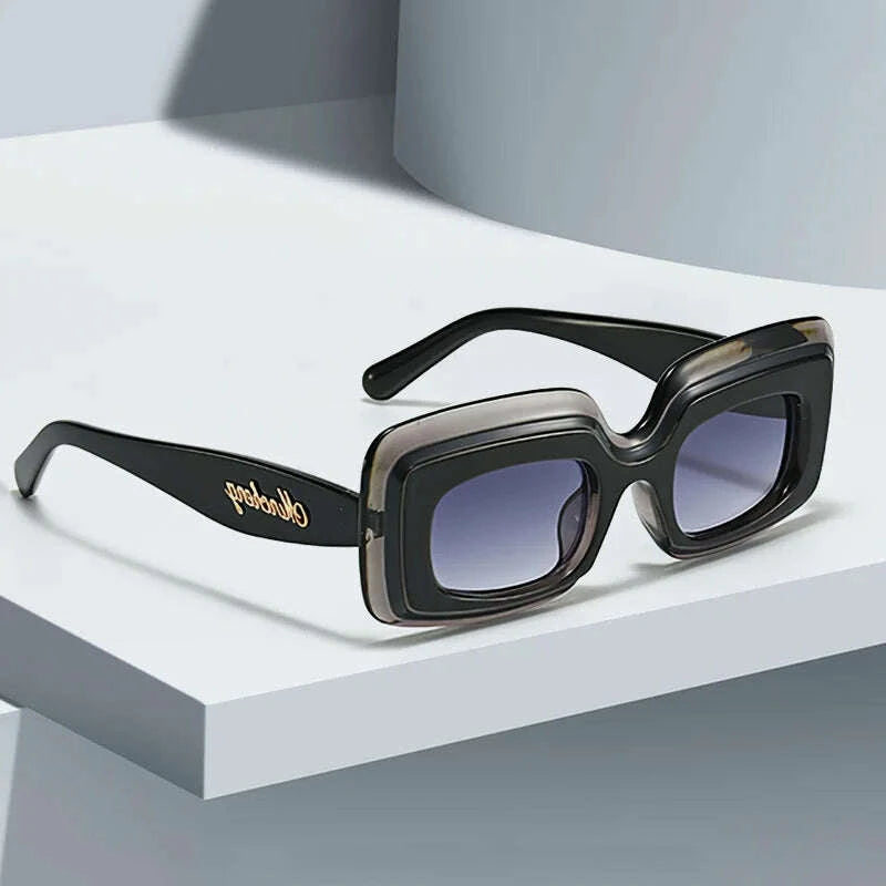 Sunglasses Unisex Oversized Square Shades Polycarbonate Black | KIMLUD