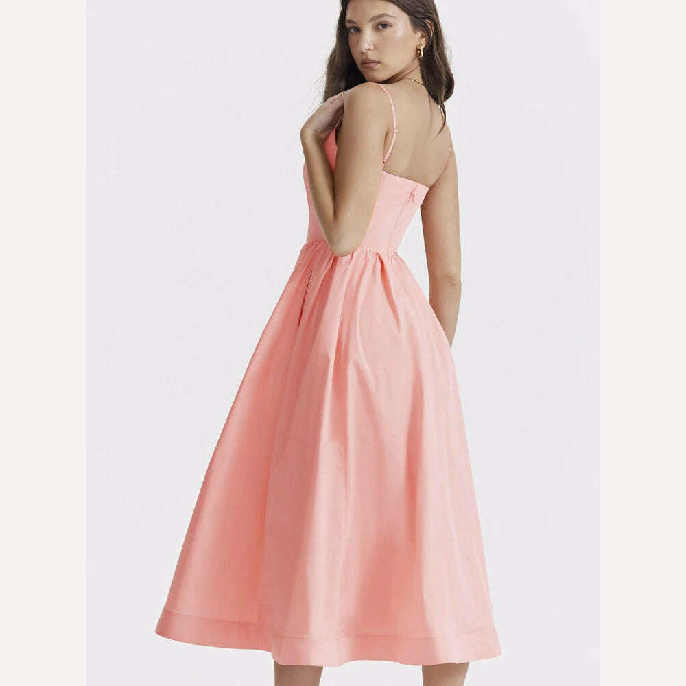 KIMLUD, Suninheart Women Elegant Long Party Dresses Pink Spaghetti Strap A Line Dress Casual Holiday Vacation Ladies Birthday Dress, KIMLUD Womens Clothes