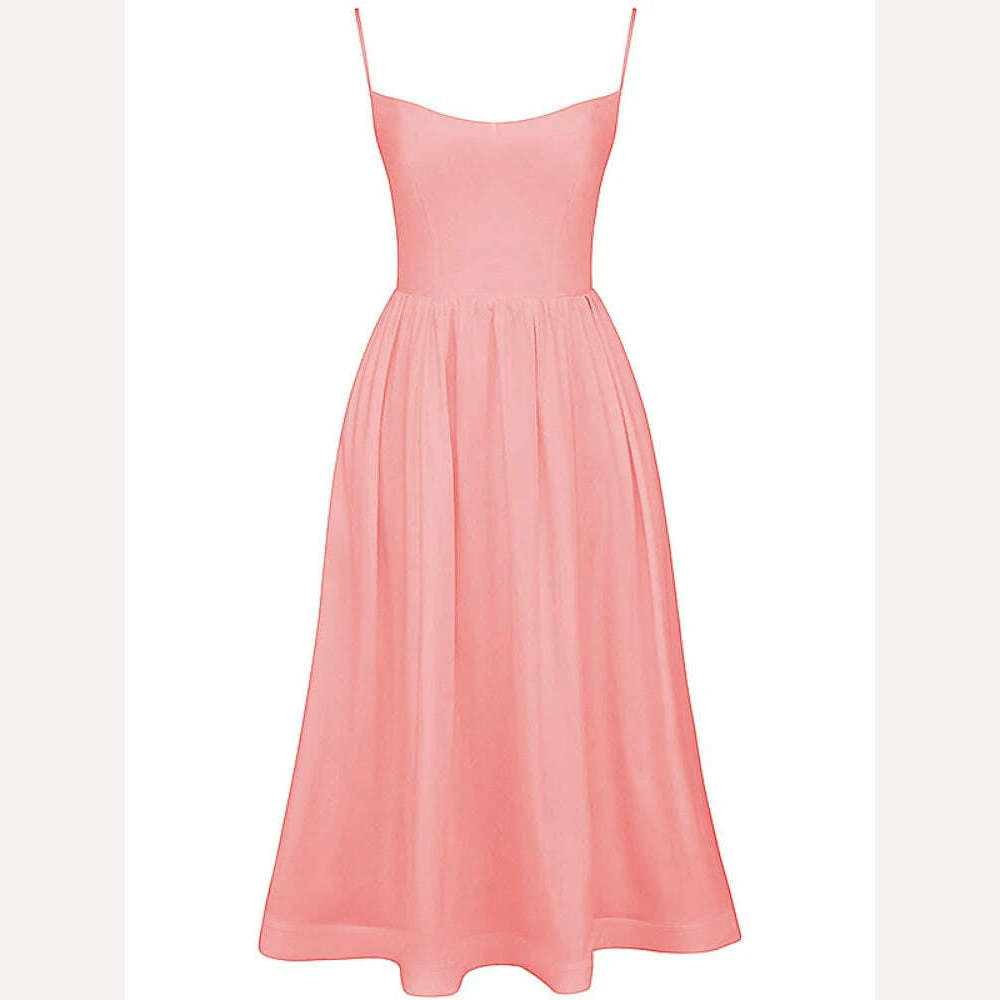 KIMLUD, Suninheart Women Elegant Long Party Dresses Pink Spaghetti Strap A Line Dress Casual Holiday Vacation Ladies Birthday Dress, KIMLUD Womens Clothes