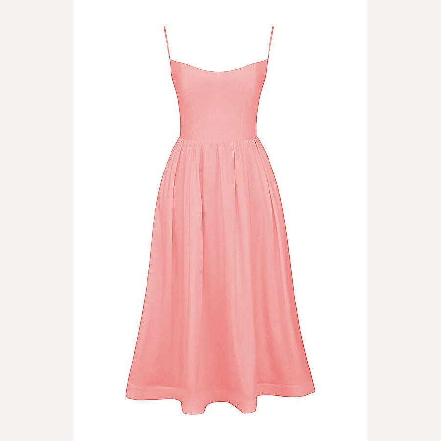 KIMLUD, Suninheart Women Elegant Long Party Dresses Pink Spaghetti Strap A Line Dress Casual Holiday Vacation Ladies Birthday Dress, Refer size chart 2 / XS, KIMLUD APPAREL - Womens Clothes