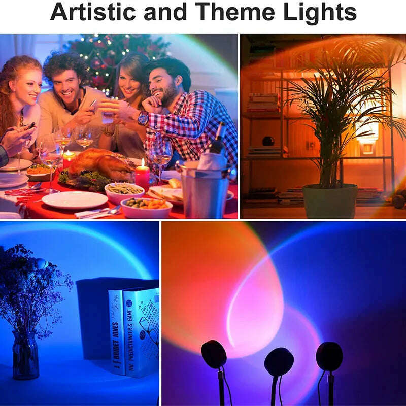 Sunset Projector Lamp Rainbow Atmosphere Night Light Sunset Light For Bedroom Room Decor Decoration Background Wall Table Lamp - KIMLUD