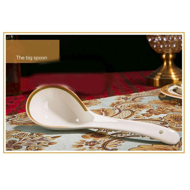 KIMLUD, Super DIY China Bowl Dish & Plate Korean Tableware Set High-End Ceramic Works European-Style Phnom Penh Home Gift Flatware Set, Spoon-2, KIMLUD APPAREL - Womens Clothes