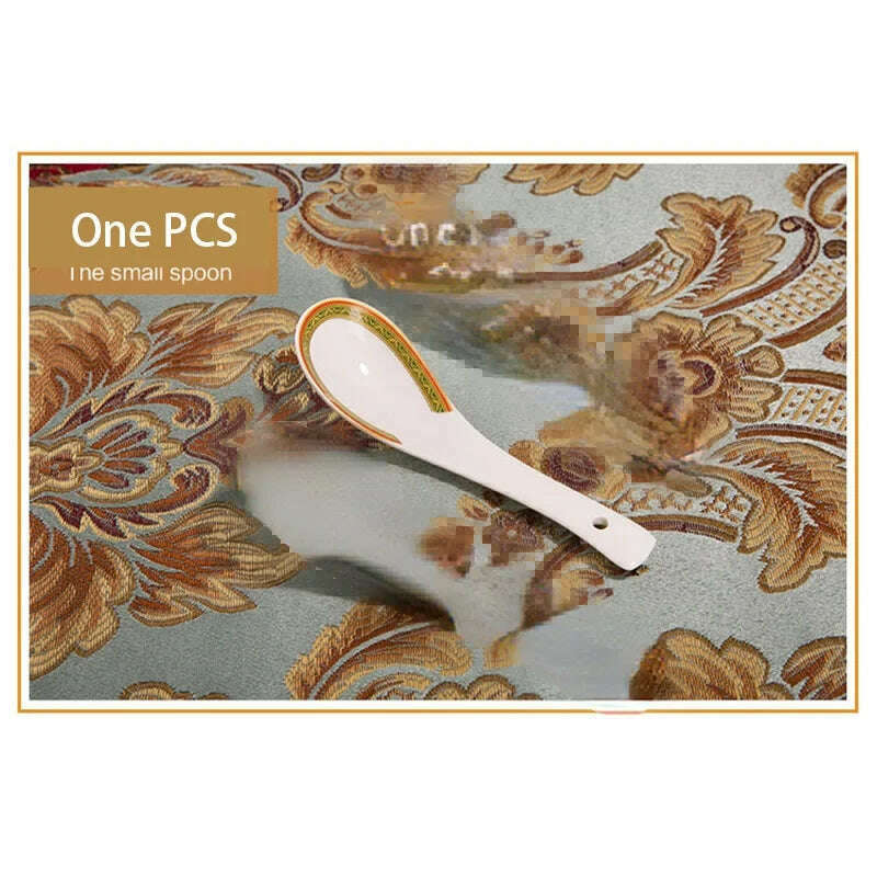 KIMLUD, Super DIY China Bowl Dish & Plate Korean Tableware Set High-End Ceramic Works European-Style Phnom Penh Home Gift Flatware Set, Spoon, KIMLUD APPAREL - Womens Clothes