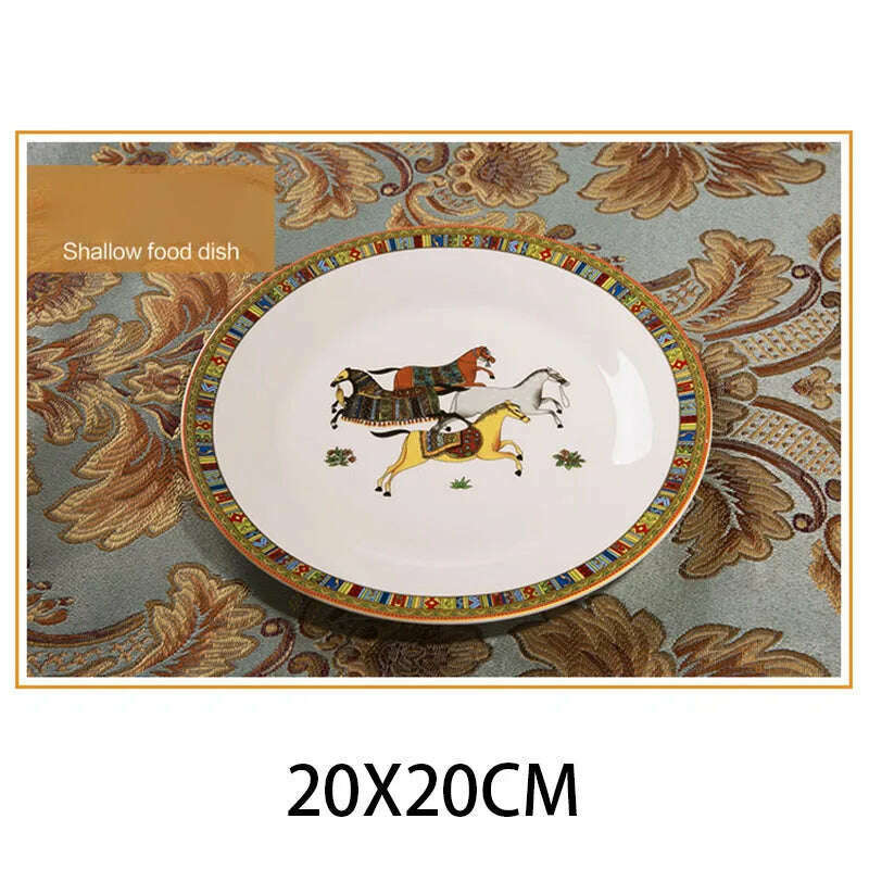 KIMLUD, Super DIY China Bowl Dish & Plate Korean Tableware Set High-End Ceramic Works European-Style Phnom Penh Home Gift Flatware Set, 20X20CM-2, KIMLUD APPAREL - Womens Clothes