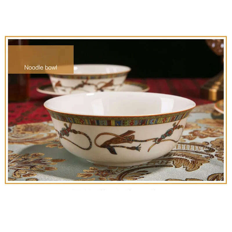 KIMLUD, Super DIY China Bowl Dish & Plate Korean Tableware Set High-End Ceramic Works European-Style Phnom Penh Home Gift Flatware Set, Noodle bowl, KIMLUD APPAREL - Womens Clothes