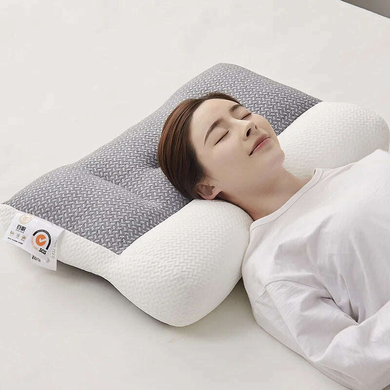 KIMLUD, Super Ergonomic Pillow Orthopedic All Sleeping Positions Cervical Contour Pillow Neck pillow for neck and shoulder pain Relief, WHITE / M-48X74cm, KIMLUD APPAREL - Womens Clothes