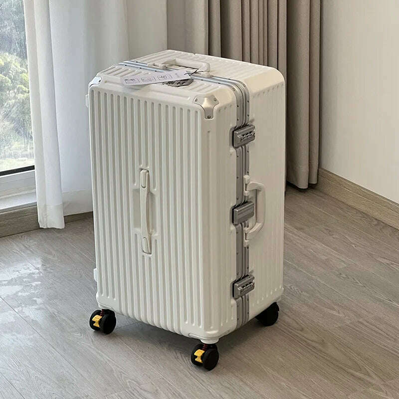 KIMLUD, sushimu Suitcase Wide Handle Travel Suitcase Men 20 24 26 Carry-On Luggage Women PC Aluminum Frame Trolley Case, KIMLUD Womens Clothes