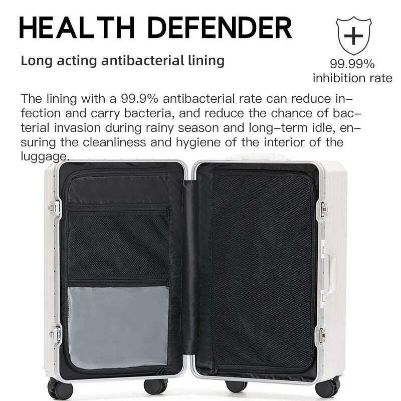 KIMLUD, sushimu Suitcase Wide Handle Travel Suitcase Men 20 24 26 Carry-On Luggage Women PC Aluminum Frame Trolley Case, KIMLUD Womens Clothes