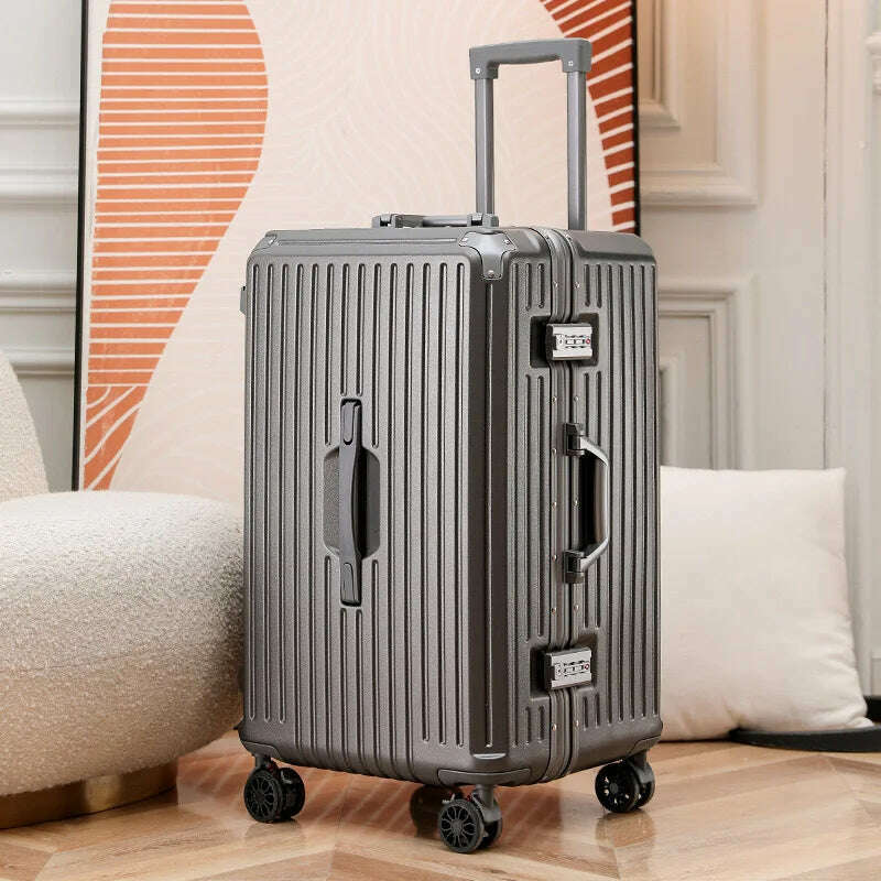 KIMLUD, sushimu Suitcase Wide Handle Travel Suitcase Men 20 24 26 Carry-On Luggage Women PC Aluminum Frame Trolley Case, KIMLUD Womens Clothes