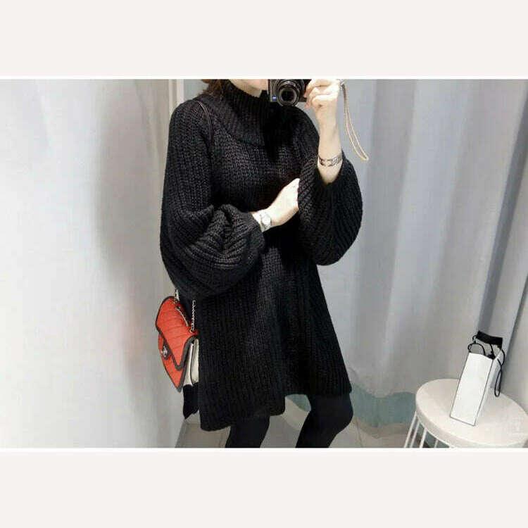 KIMLUD, Sweaters For Women Pullover 2021 Turtleneck New Languid Loose Knit Long Hair With Long Sleeves Winter Clothes Women LXJ2001, KIMLUD Womens Clothes