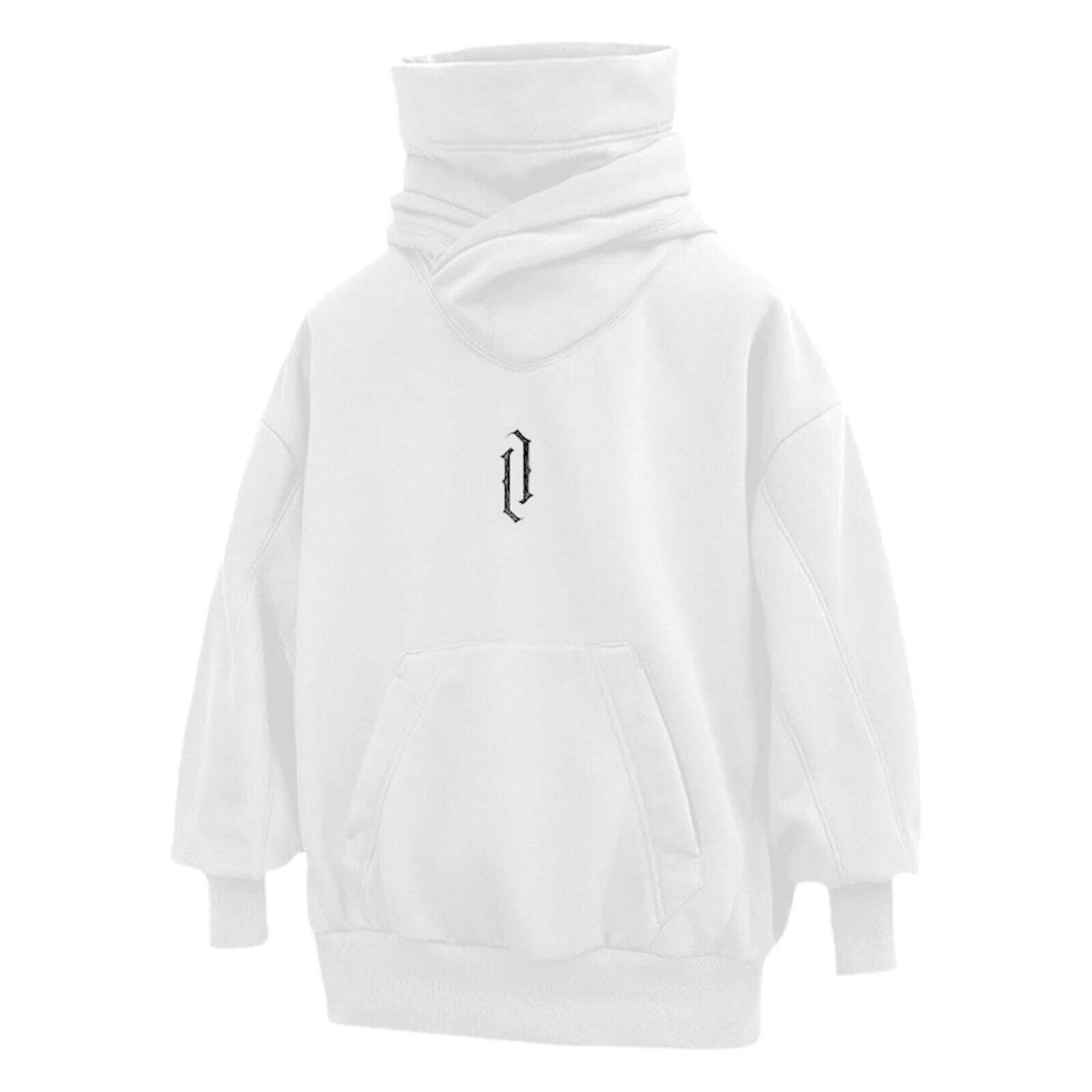 Sweatshirt For Men Male Ninja Style Japanese Hoodie Autumn Winter Solid Turtleneck Long Sleeve Hoodie Pocket Punk Oversize Tops - KIMLUD