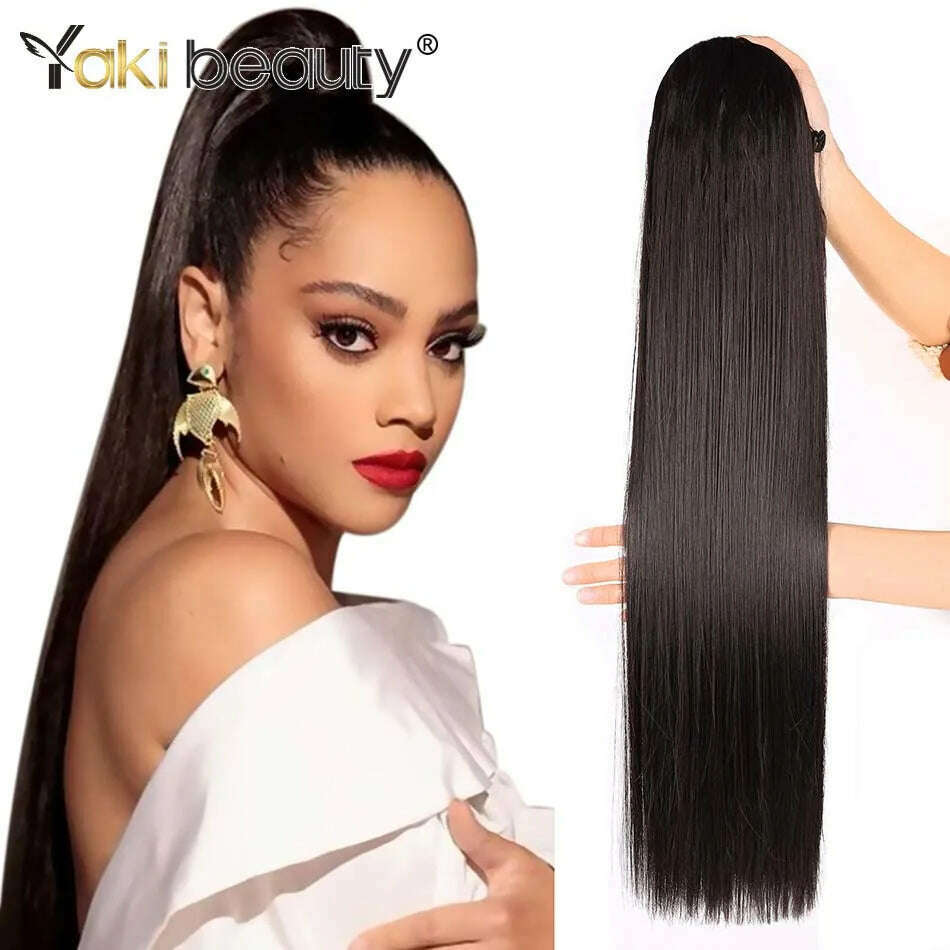 KIMLUD, Synthetic Drawstring Ponytail Long Kinky Curly Ponytail Organic Chip-In Hair Extension P4/27 Clip In Pony-Tail By YAKIBEAUTY, ST 2 / 32inches 85cm, KIMLUD APPAREL - Womens Clothes
