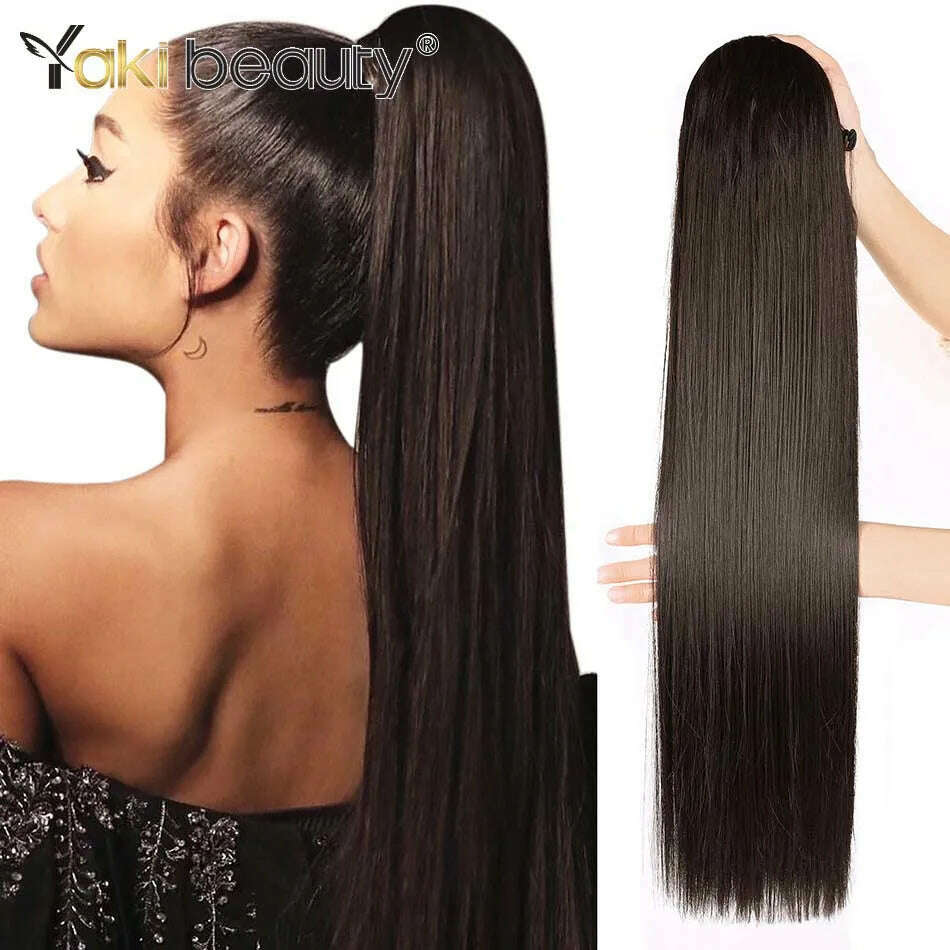 KIMLUD, Synthetic Drawstring Ponytail Long Kinky Curly Ponytail Organic Chip-In Hair Extension P4/27 Clip In Pony-Tail By YAKIBEAUTY, ST 4 / 24inches 65cm, KIMLUD APPAREL - Womens Clothes