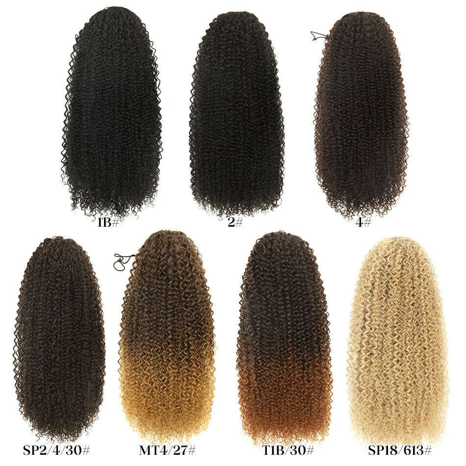 KIMLUD, Synthetic Long Kinky Curly Ponytail 24inch Drawstring Ponytail Chip-In Hair Extension MT4/27# Wrap Around Ponytail, KIMLUD Womens Clothes