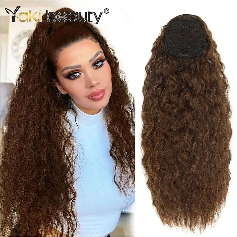 KIMLUD, Synthetic Long Kinky Curly Ponytail 24inch Drawstring Ponytail Chip-In Hair Extension MT4/27# Wrap Around Ponytail, NW-2-30 / 24inches 60cm, KIMLUD APPAREL - Womens Clothes
