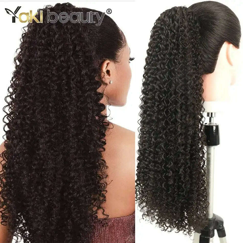 KIMLUD, Synthetic Long Kinky Curly Ponytail 24inch Drawstring Ponytail Chip-In Hair Extension MT4/27# Wrap Around Ponytail, JC-2 / 24inches 60cm, KIMLUD APPAREL - Womens Clothes