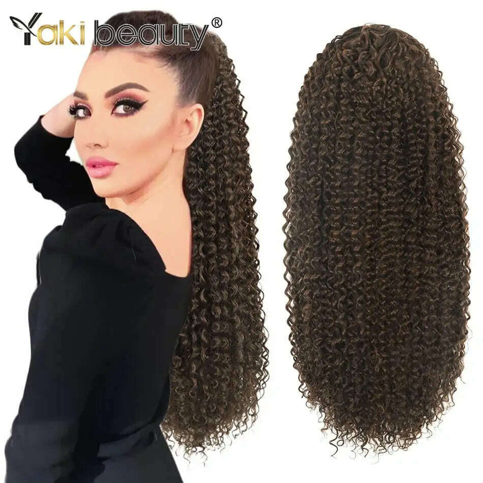 KIMLUD, Synthetic Long Kinky Curly Ponytail 24inch Drawstring Ponytail Chip-In Hair Extension MT4/27# Wrap Around Ponytail, JC-SP2-4-30 / 24inches 60cm, KIMLUD APPAREL - Womens Clothes
